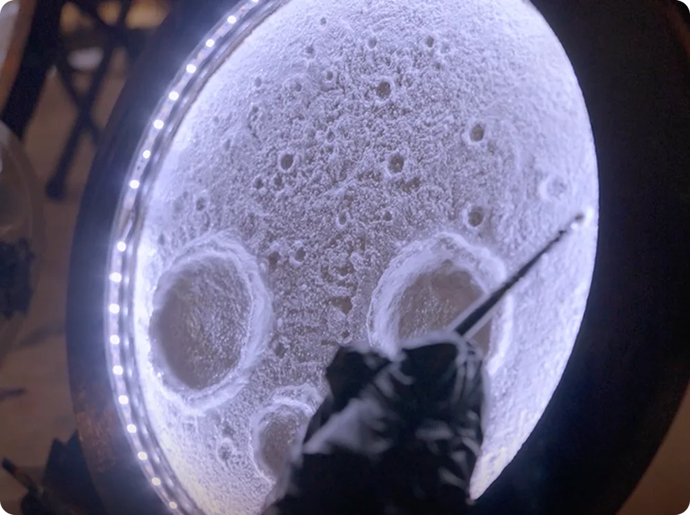 Illuminated texture on a moonlight artwork